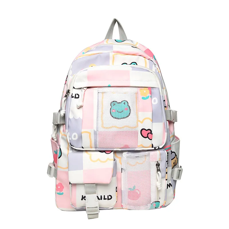 Cute Cartoon Doodle Illustration Schoolbag Girl - Purple