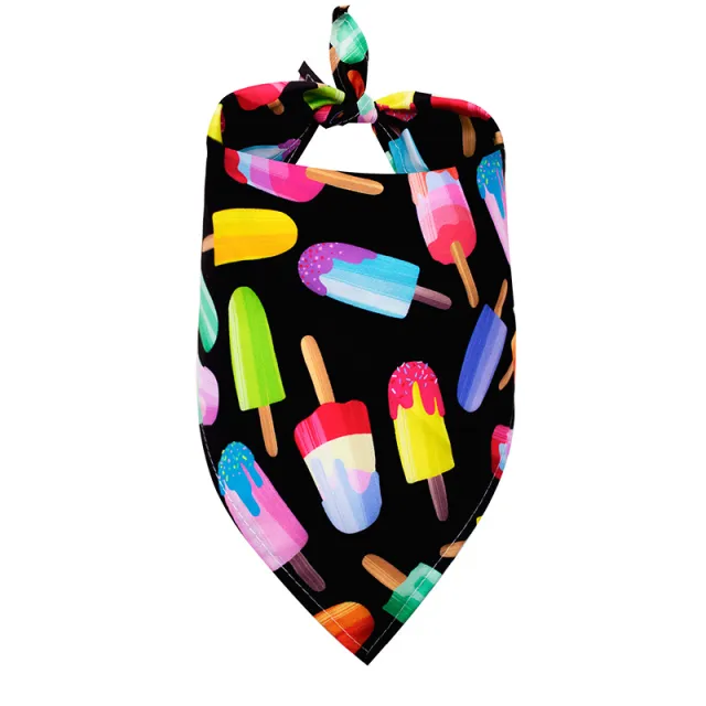 Pet Triangle Drool Towel Summer Fruit For Dogs Ice Cream On A Black Base - Shop at LoveMi