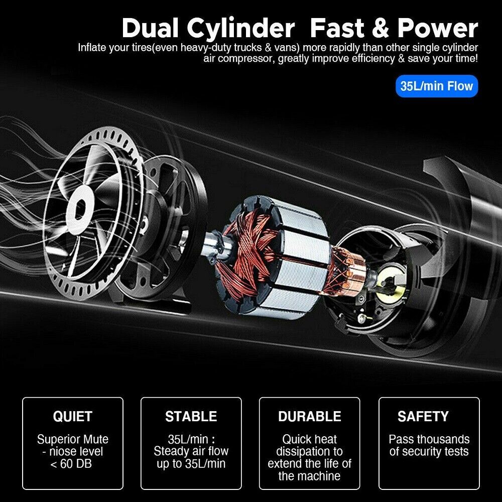 150PSI HEAVY DUTY PORTABLE 12V ELECTRIC CAR TYRE INFLATOR AIR COMPRESSOR PUMP — image 10