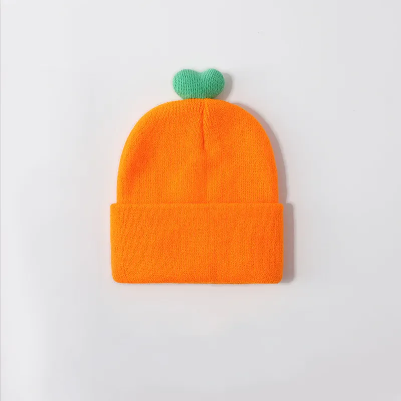 Candy Color Love Wool Knitted Hat Super Cute And - Orange