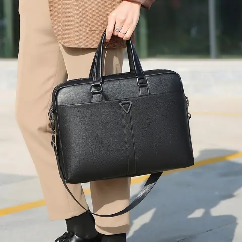 Men's PU Portable Oblique Span Business Briefcase Large Capacity