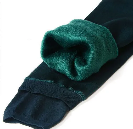 Thickened Pearl Velvet Leggings Autumn And Winter Stepping On The Foot Dark Green - Shop at LoveMi