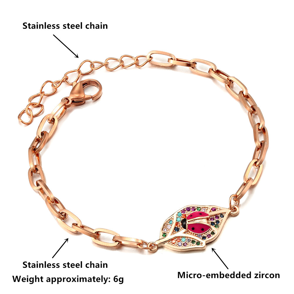 Fashion Micro-set Zircon Ladybug Bracelet Lady - 4