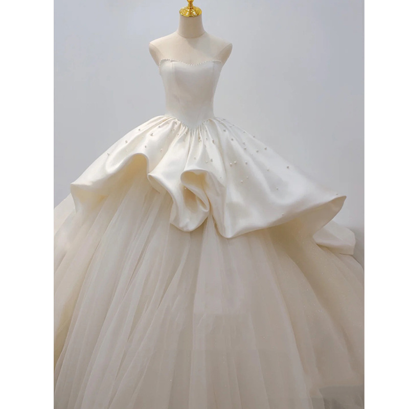 Satin Mesh Bridal Dress, picture 3 of 7