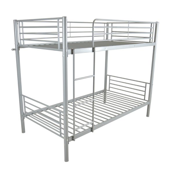 Iron Bed Bunk Bed with Ladder for Kids Twin Size Gray β photo 6