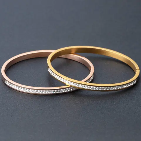 Single Row Stainless Steel Bracelet with Diamond Opening