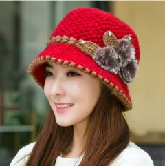 Knitted Hats For The Elderly Mother In Autumn And Winter - Red - View 1