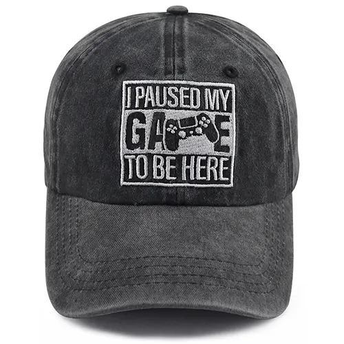 2pcs I Paused My Game To Be Here Baseball Cap,Gamer Gifts For Men Women, Adjustable Embroidered Wash Cotton Baseball Cap
