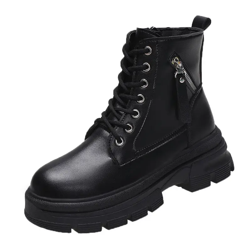 Women's Leather Platform Casual Martin Boots