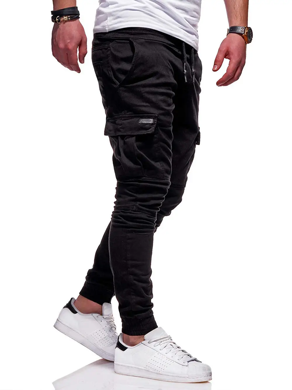 Multi-pocket Overalls Men's Sports Running Trousers With Feet Casual Pants
