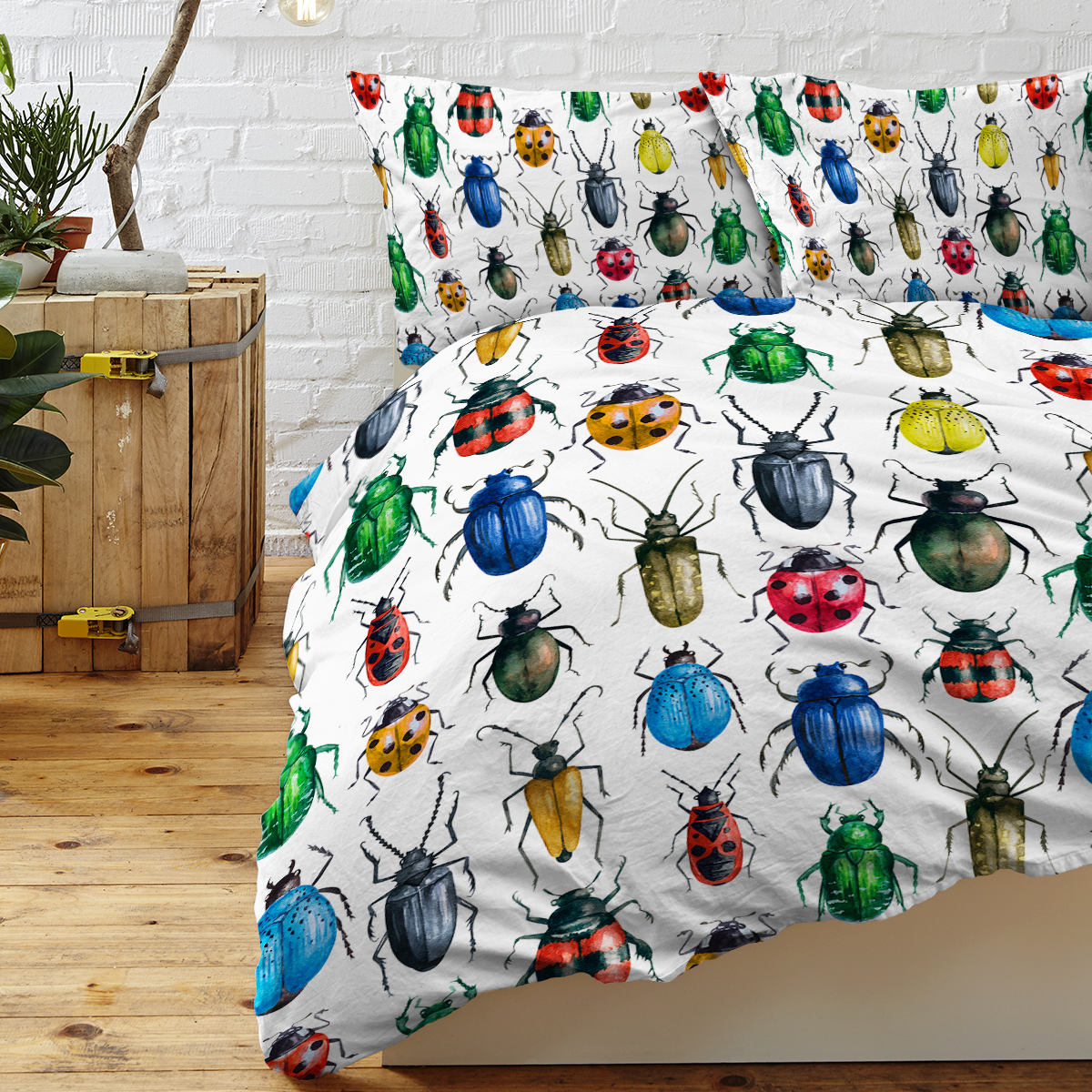 Beetle duvet cover, colorful insect specimen bedding set 3