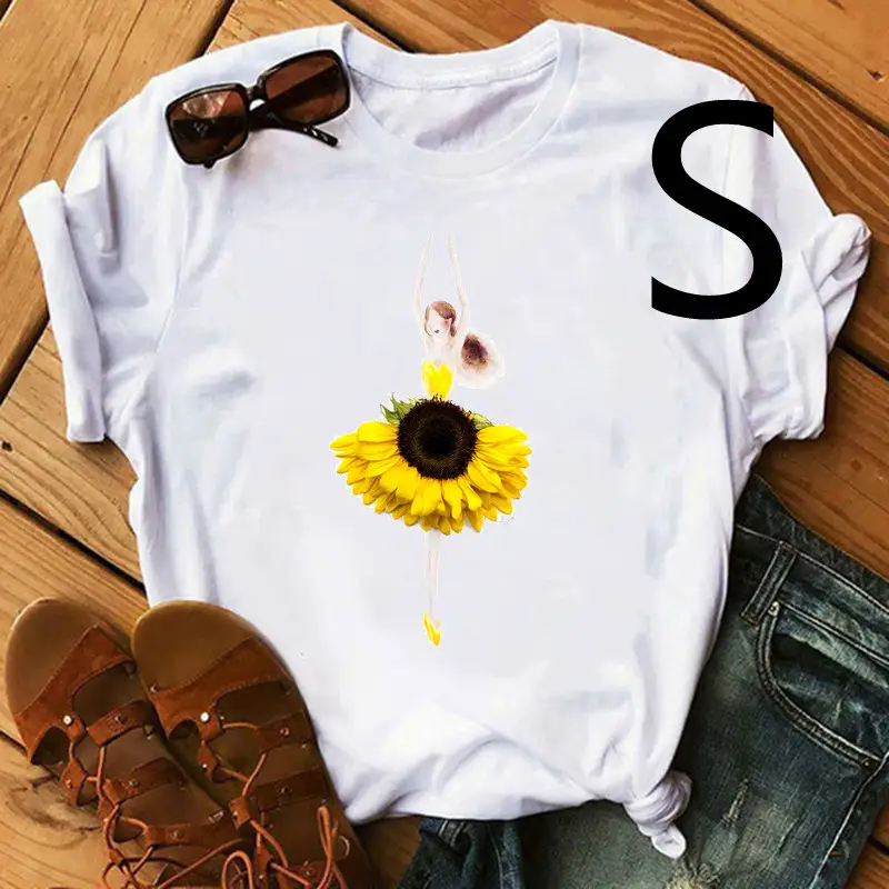 Personalized Ballet Flower Skirt Girl Print Ladies Short Sleeve