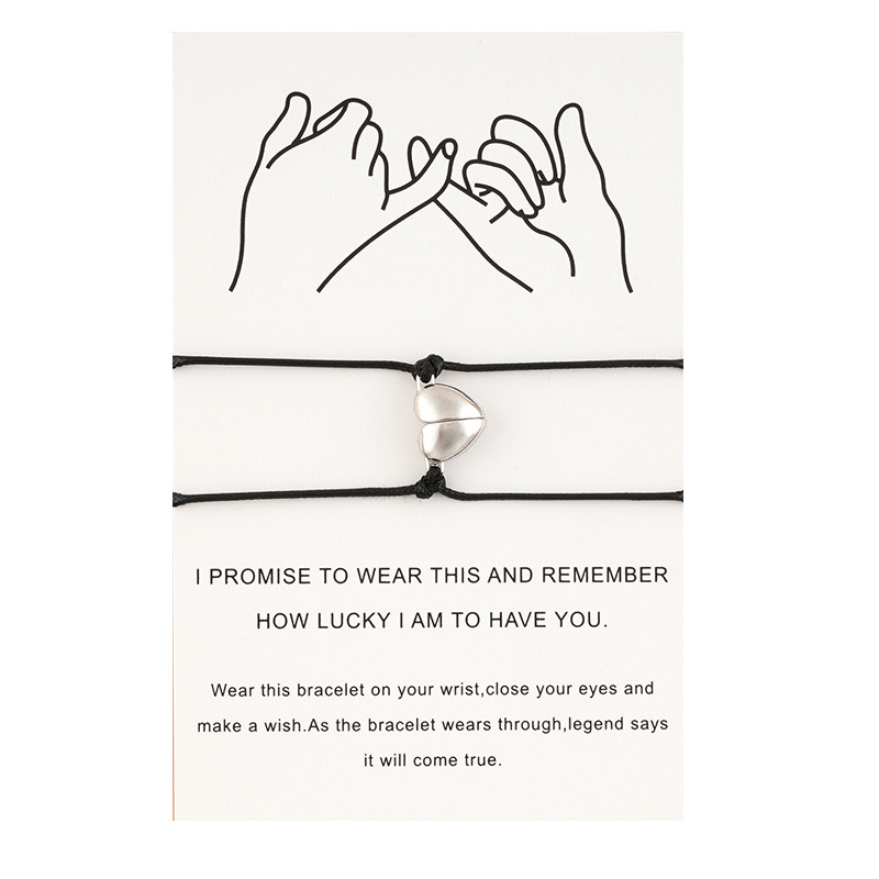 Creative Woven Heart-shaped Magnetic Buckle Attracting Lovers Bracelet Jewelry