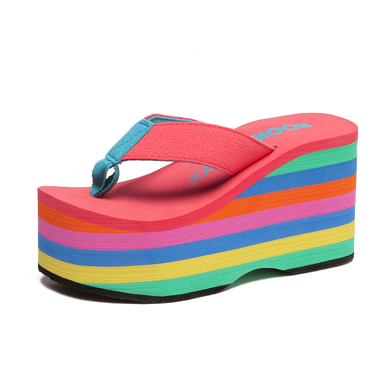 Rainbow Platform Sandals Super High Heel Flip-flops