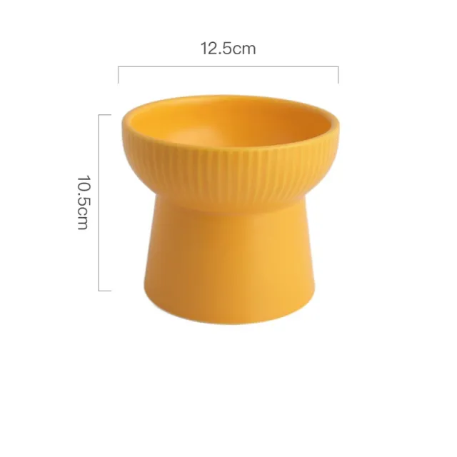 High Foot Neck Protection Ceramic Cat Bowl Yellow - Shop at LoveMi