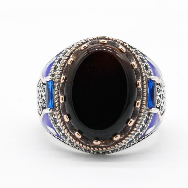 Title 5, Anillo de Onyx Negro Redondo para Hombre de Neg...