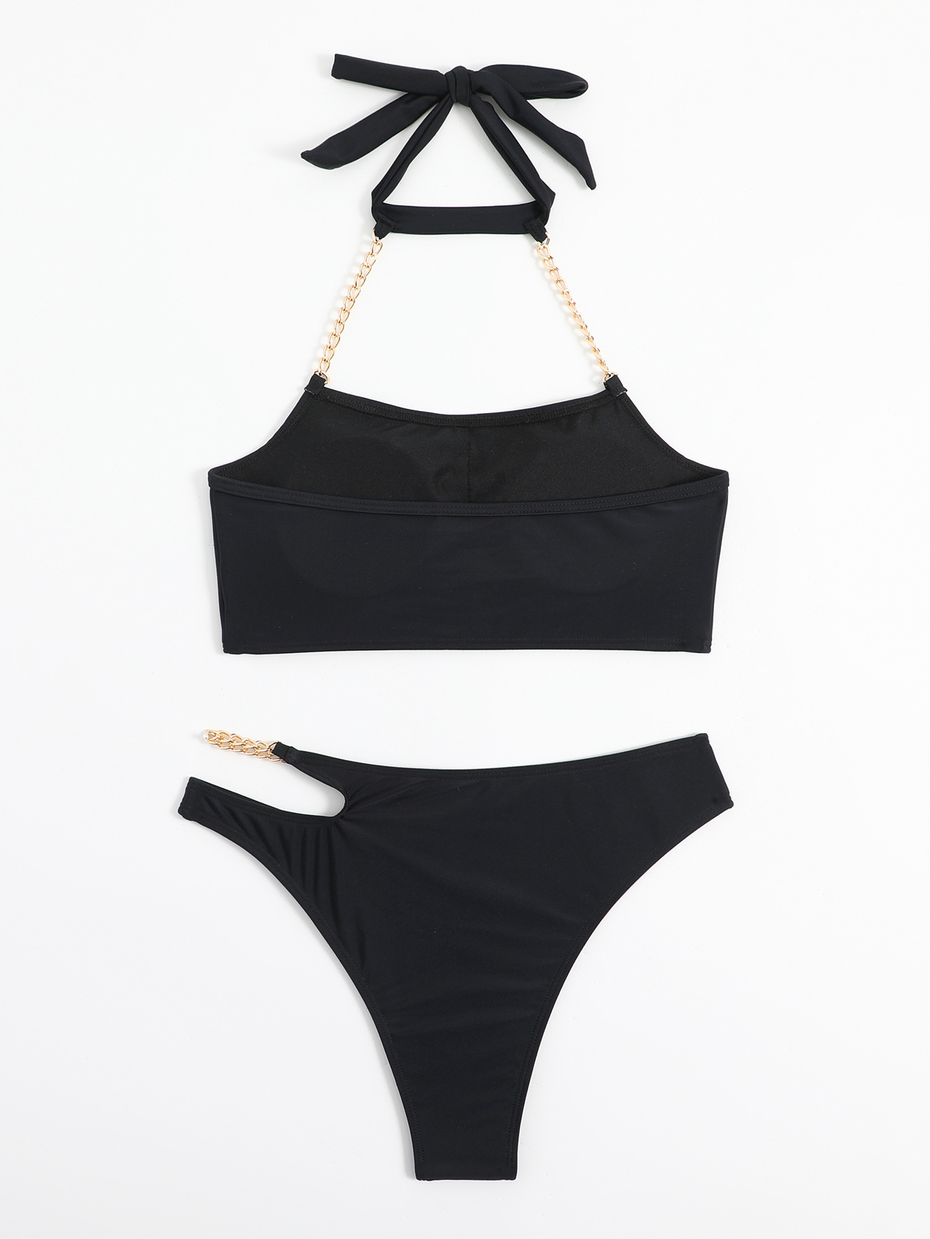 Suspended Neck Tie Up Split Swimsuit - Image 6