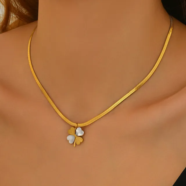 Lxalry 18K Gold Plated Double Luck Necklace Four Leaf Clover Charm Hypoallergenic Jewelry Tarnish Free Gift For Women Wife Mom Valentine S Day Birt... Hwcnsy24 - Shop at LoveMi