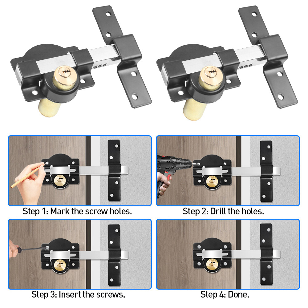 70mm Security Garden Shed Gate Lock Long Throw Locking Double Locking UK