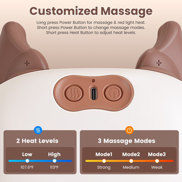 Adjustable Strap Neck Massager, 3 Intensity 2 Heat Levels Cordless Deep Tissue Massager For Neck Shoulder Back, Travel Office Home Use — foto 3