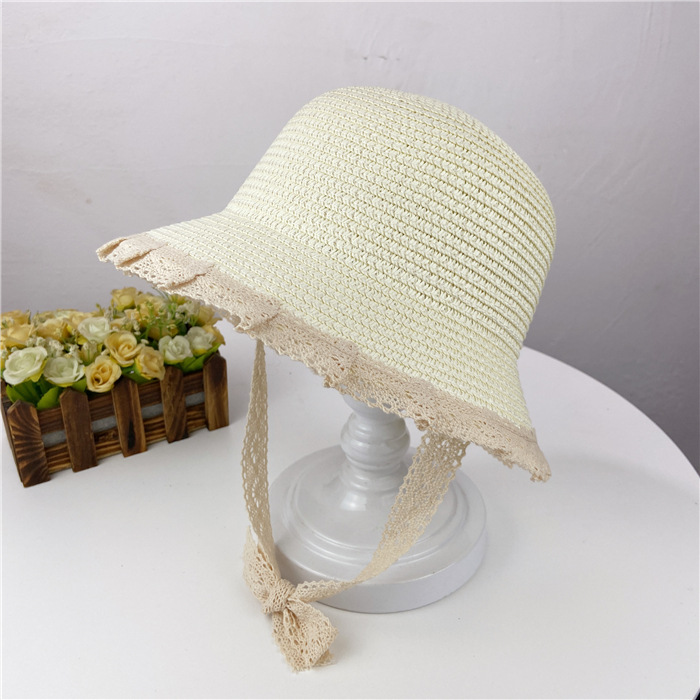 Women's Japanese Lace Fisherman Hat With Lace Straps Milk White Hat - Shop at LoveMi