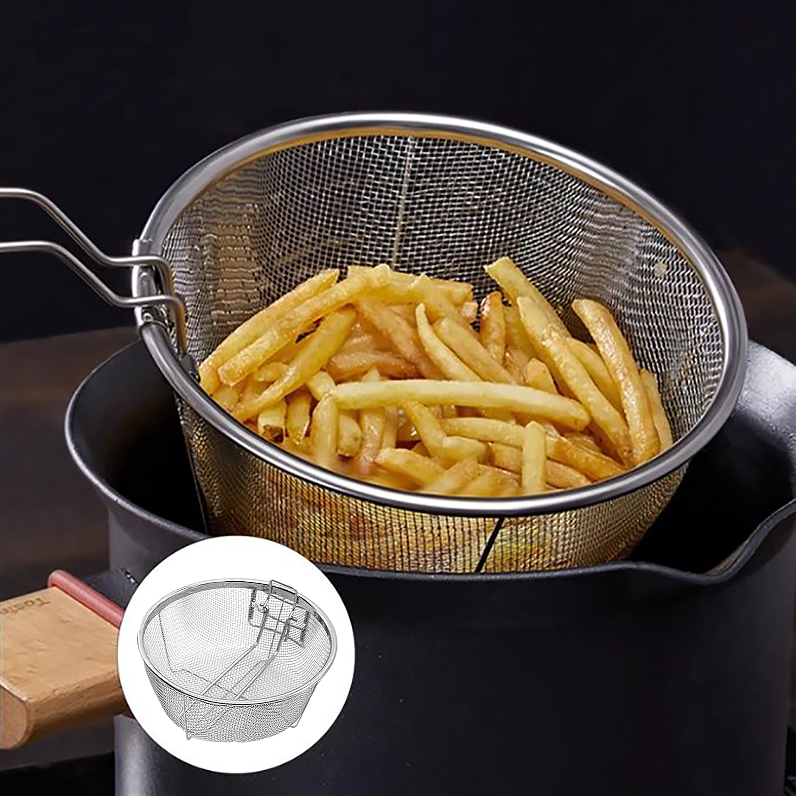 Title 8, Household Round Frying Basket Can Be Folded