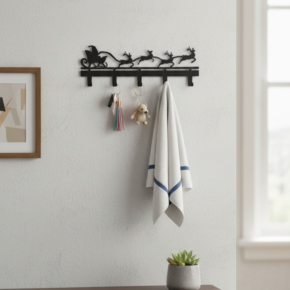 CIFbuy Snowflake Wall Mount Organizer With Hooks Rustproof Modern Key And Coat Holder, Christmas Winter Wall, Decor For Entryway Hallway, Festive Home Gift — 1