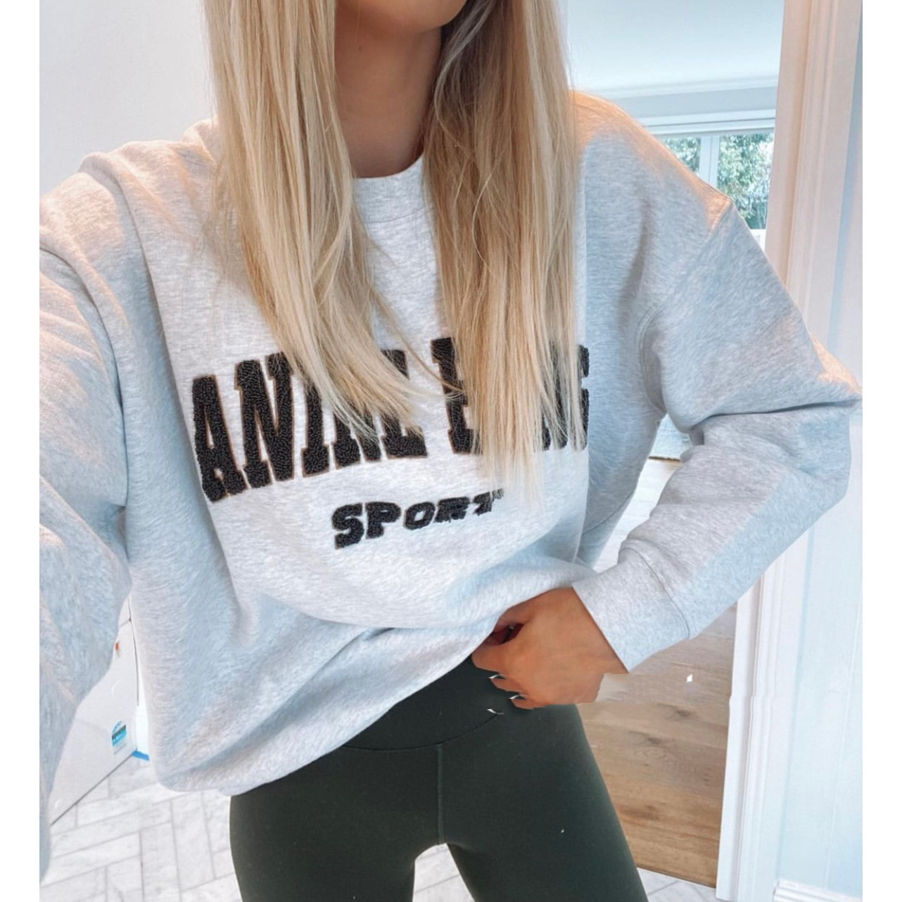 Cotton Flocked Letter Round Neck Sweater