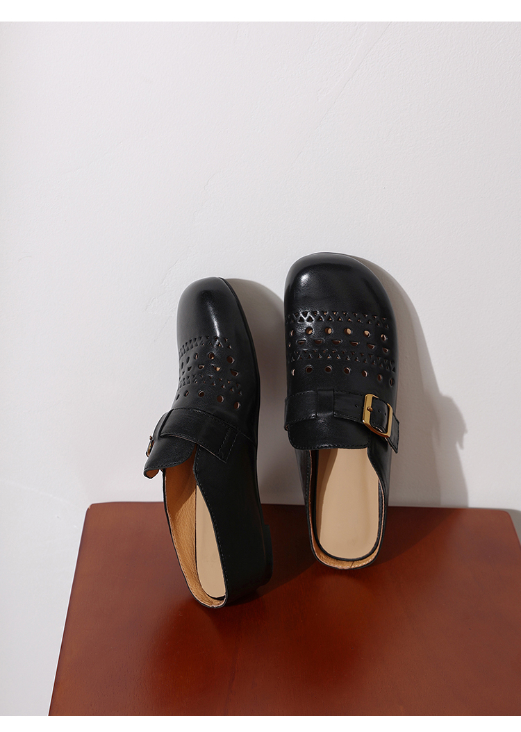 Handcrafted Cowhide Mules – Black Colorway – Sarah Express