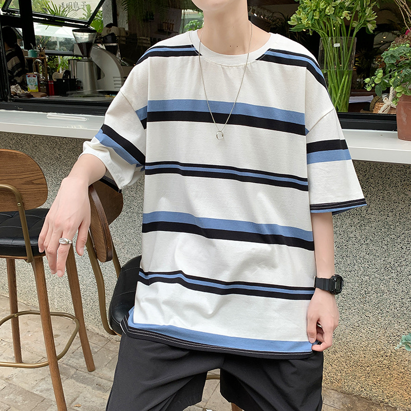 Title 6, Summer Striped Short Sleeve T-shirt Mens Korea...