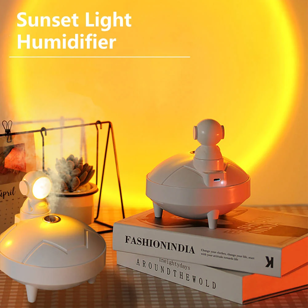 Astronaut Sunset Lamp Humidifier 2 Spraying Mode 360 Degree Rotating Head Astronaut Light USB Charging Projector Lamp — foto 2