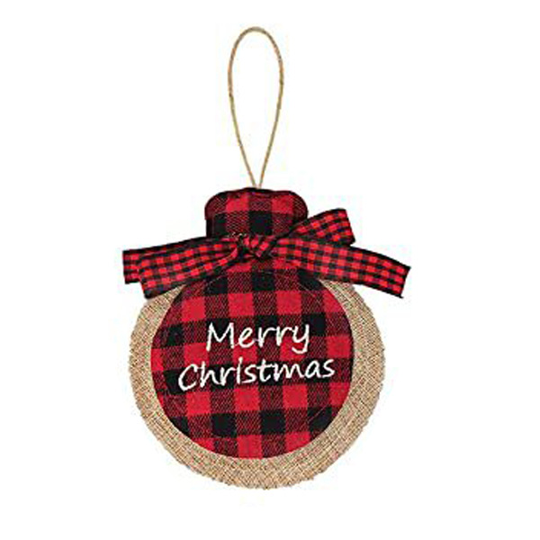8 Pieces Of Christmas Buffalo Lattice Ornaments Fabric Ball Decorations