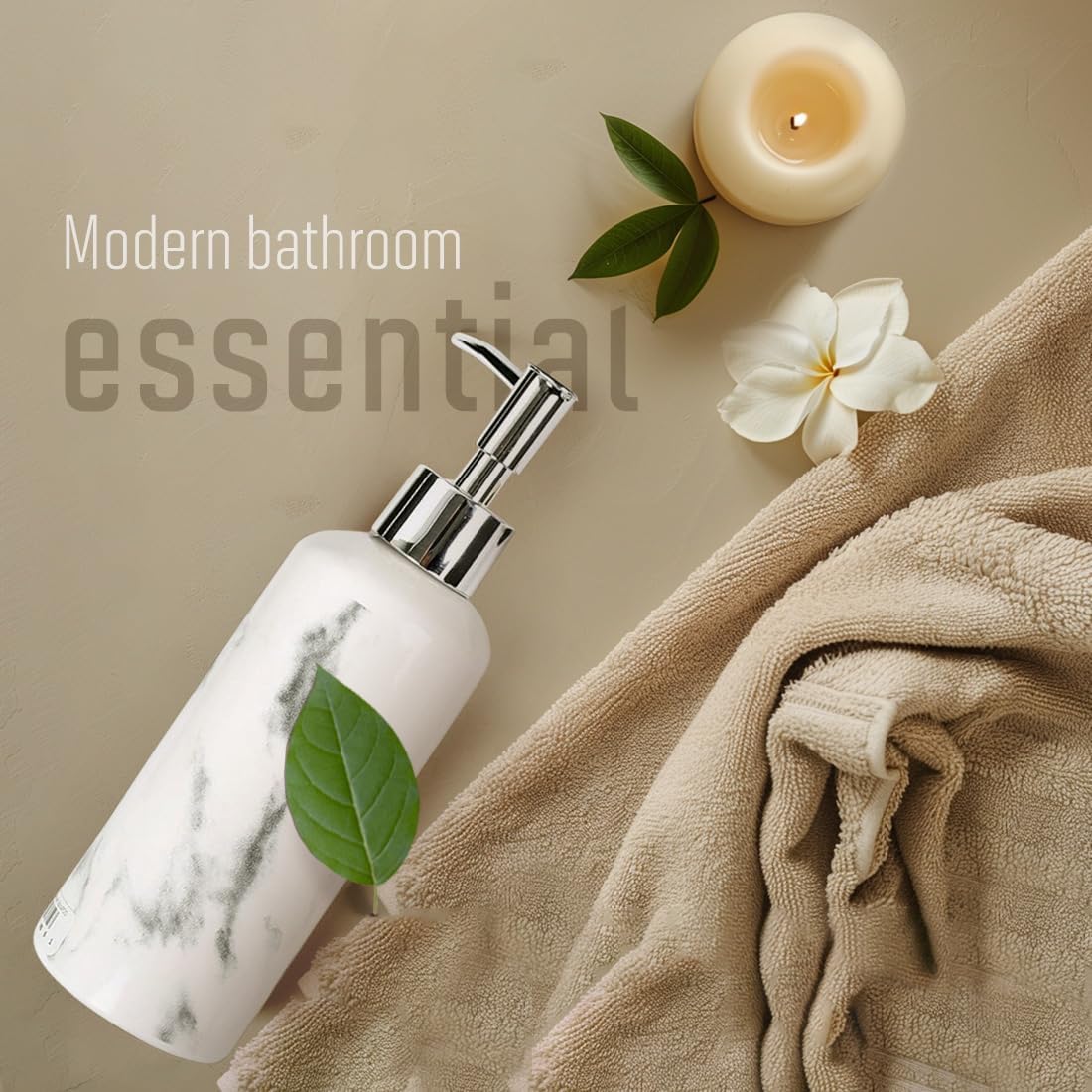 White Ceramic Soap And Lotion Dispenser 2.5x8 Inch, Marble Design Pump Bottle For Bathroom Kitchen Countertop Decor 5