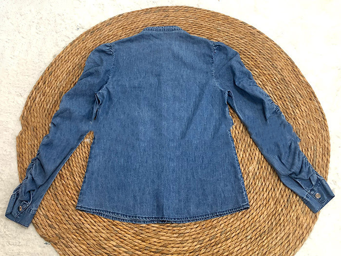 Title 7, Long-sleeved Simple Commuter Thin Denim Top