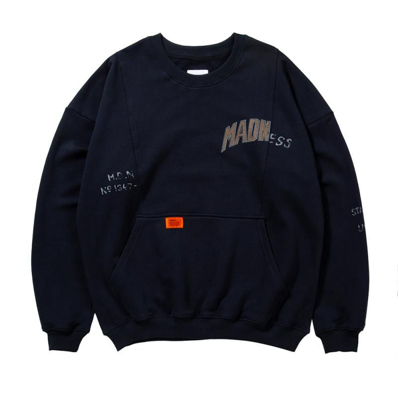 Stitching Men's Loose Pullover And Velvet Round Neck Sweater