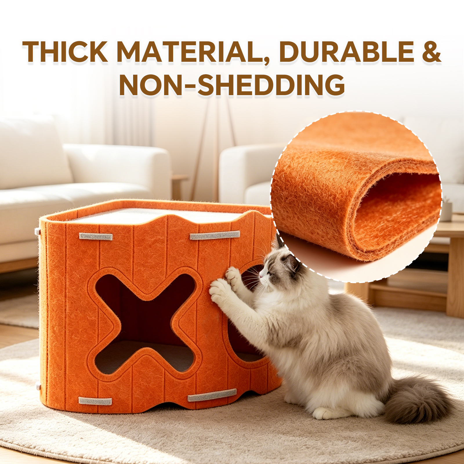 Modular Stackable Felt Cat House Detachable Cat Cave, Free Combination Indoor Pet Hideout Box, Sturdy Felt Cat Shelter For Multi-Cat Family — foto 6