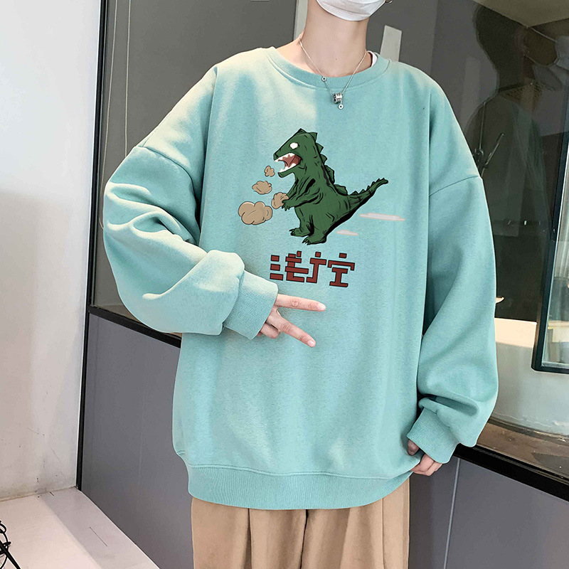 Printed Round Neck Sweater Pullover Hong Kong Style Loose Unisex Couple Top