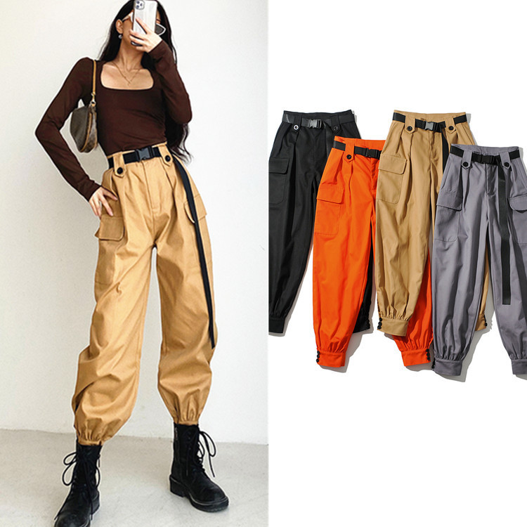Women's Belted Waist Wide Loose Sport New Style Trousers