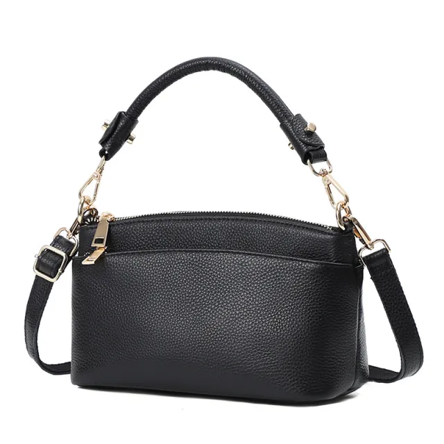 Women's Leather Fashion Handheld One Shoulder Messenger Bag Black - Shop at LoveMi