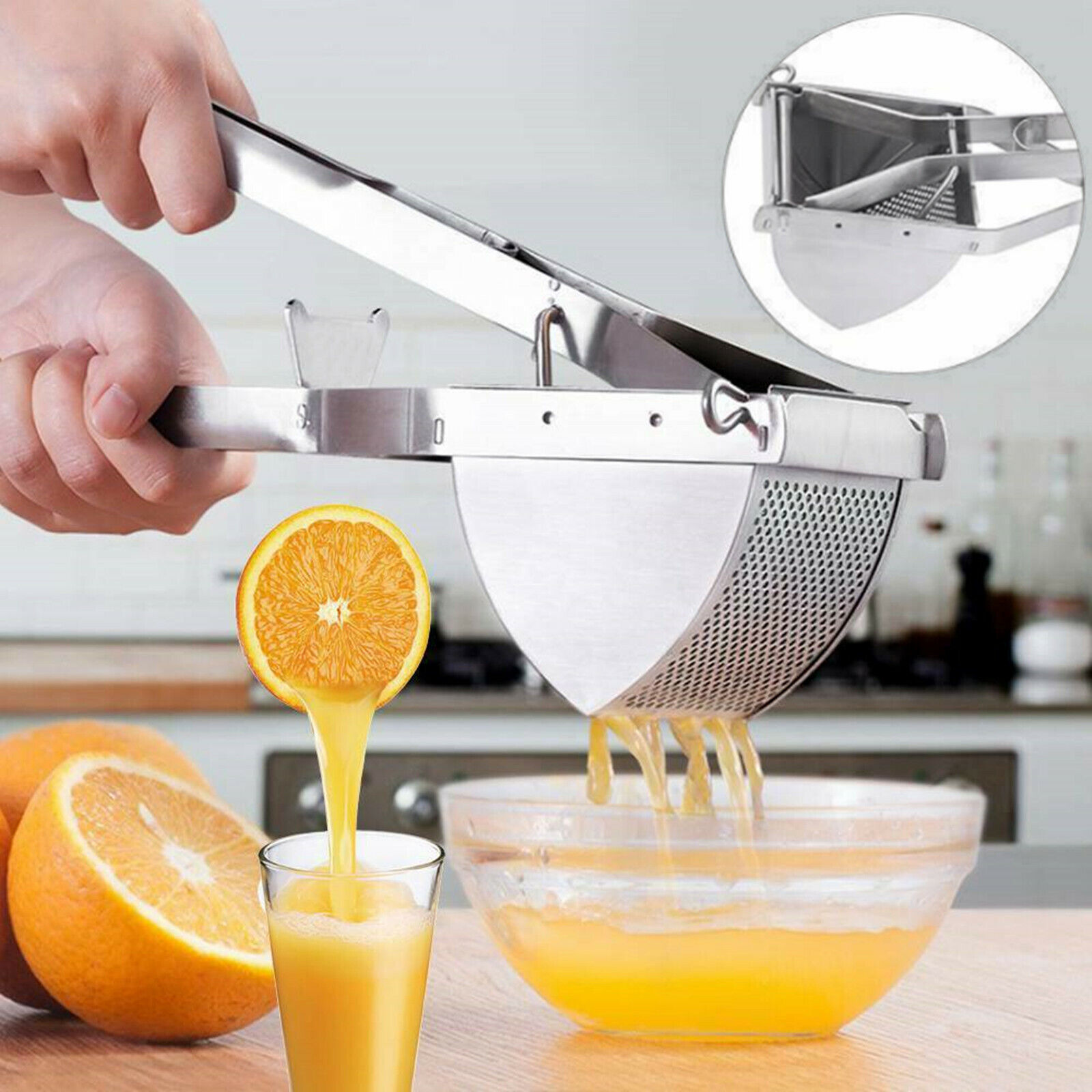 New Large Stainless Steel Potato Ricer Masher Fruit Press Juicer Crusher Squeeze - Picture 5 of 5