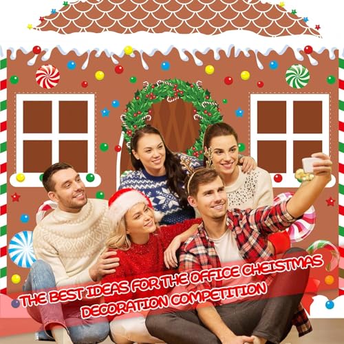 4 Pcs Christmas Gingerbread House Door Cover Decorations Gingerbread Door Cover Christmas House Backdrop For Xmas Holiday Party Supplies Home School Office Photo Booth Decor 4