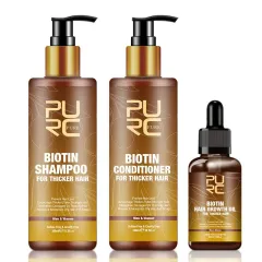 PURC Hair Care Ginger Biotin Three-piece Shampoo Conditioner Repair Dry And Frizz Essential Oil - Set - View 1