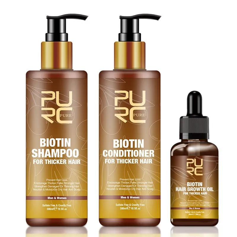PURC Hair Care Ginger Biotin Three-piece Shampoo Conditioner Repair Dry And Frizz Essential Oil - Set