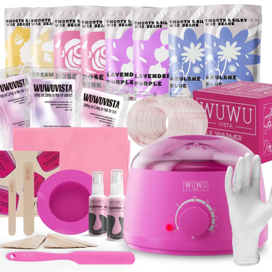 Waxing Kit WUWUVISTA 69 Items Hair Removal Wax Kit With Wax Warmer Wax