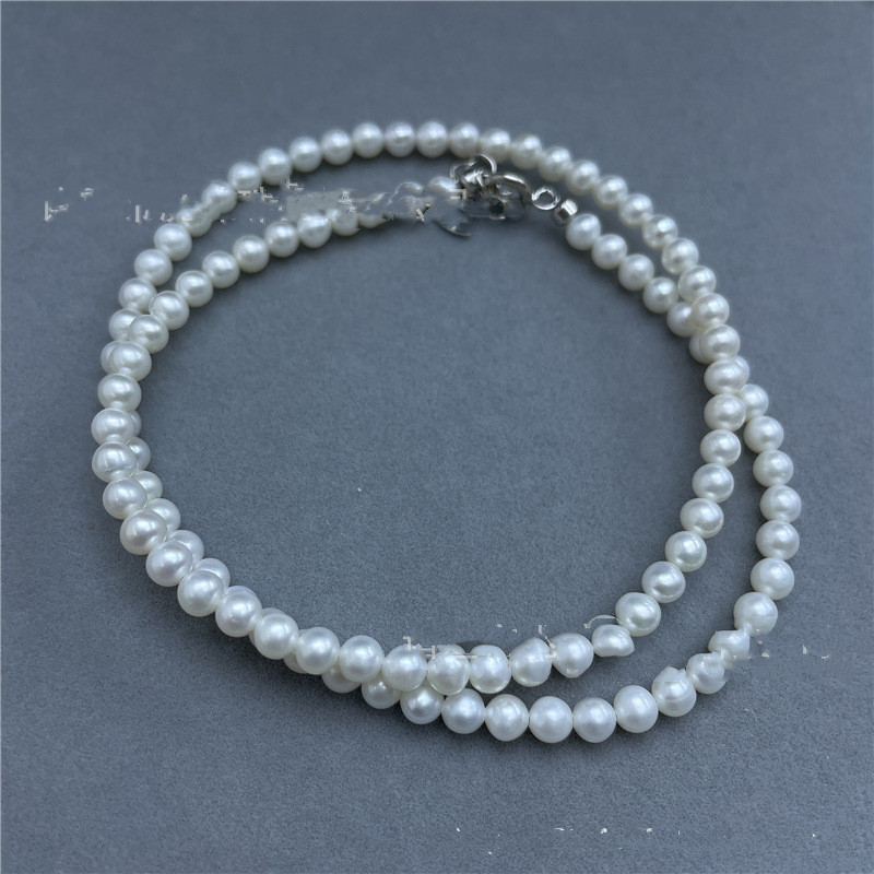Bead Nearly Round White Bright S925 Silver Adjustable Chain