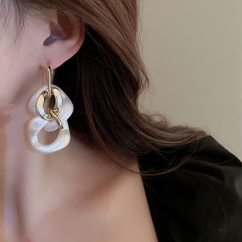 Luxury Geometric Chain Hoops, Stylish Versatile Earrings For Women