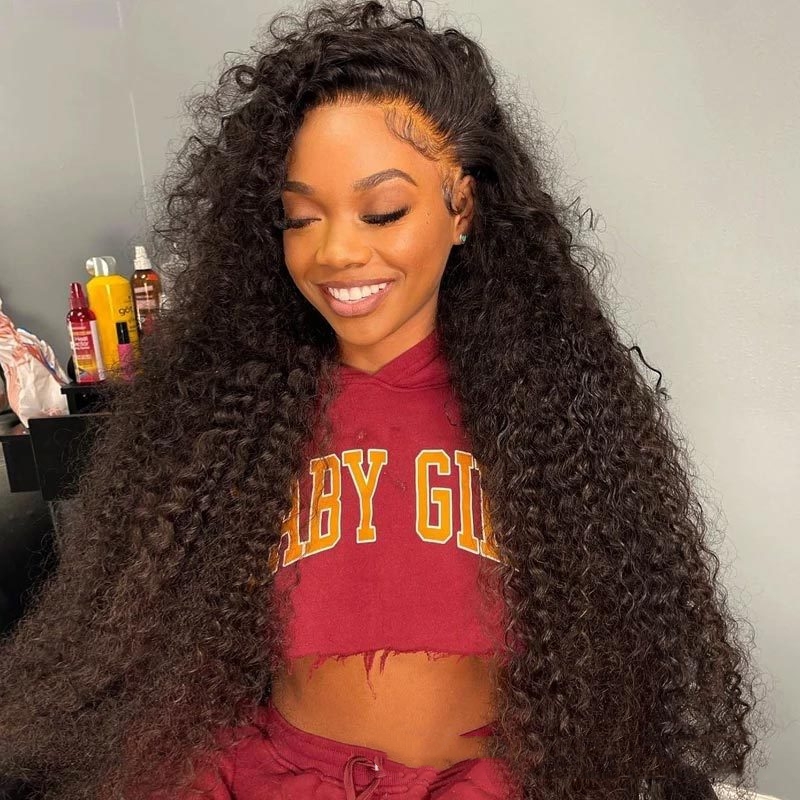Jerry Curly Human Hair Lace Front Wig Half Lace 14 Inches 180 - Shop at LoveMi