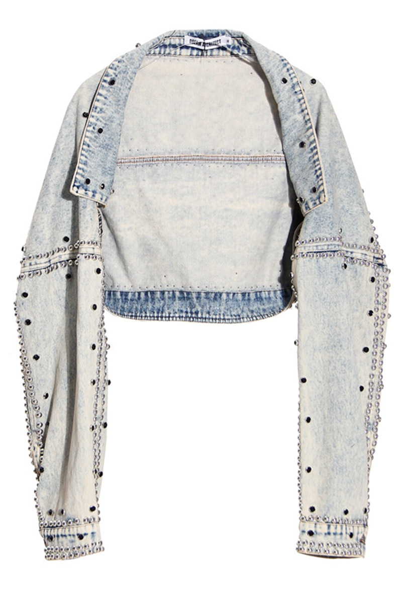 Women's High Waisted Shawl Denim Short Jacket Picture Color - Shop at LoveMi