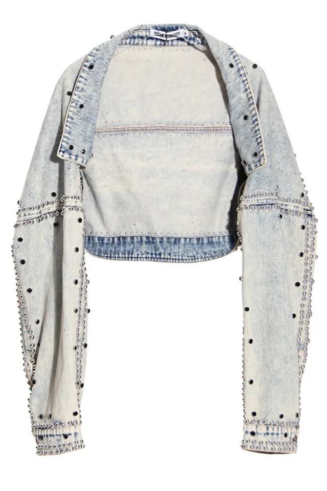 Women's High Waisted Shawl Denim Short Jacket - Shop at LoveMi