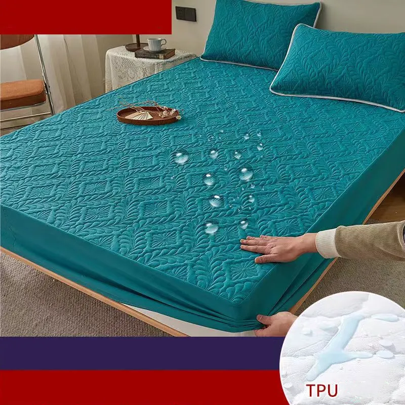 Fitted Sheet With Cotton And Thickened Bedspread - Blackish Green